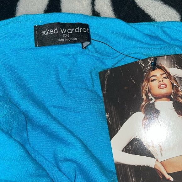 NWT naked wardrobe blue one shoulder keyhole mini club party dress size XXS - Picture 7 of 8